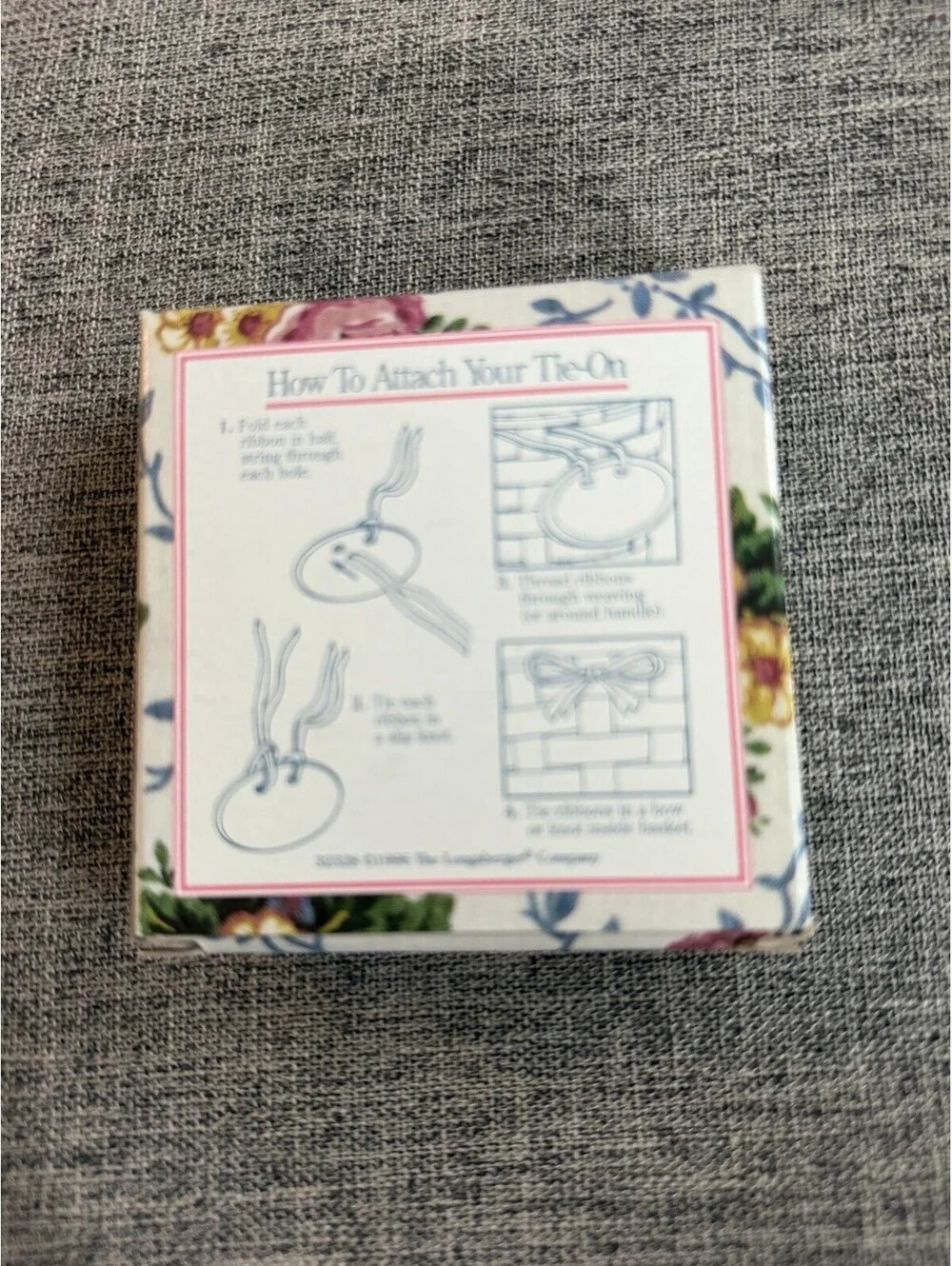 Longaberger 1996 Mothers Day Tie On In Box